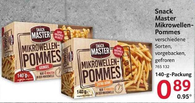 Snack Master Mikrowellen-Pommes 140-g-Packung