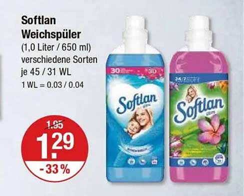 Softlan Weichspüler (1,0 Liter / 650 ml) verschiedene Sorten
