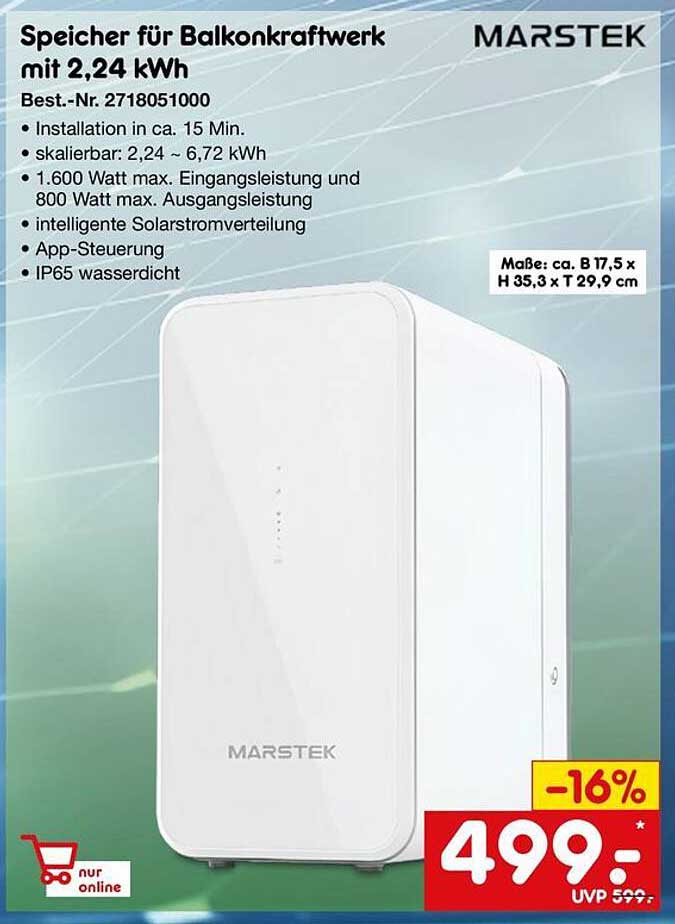 Speicher für Balkonkraftwerk mit 2,24 kWh