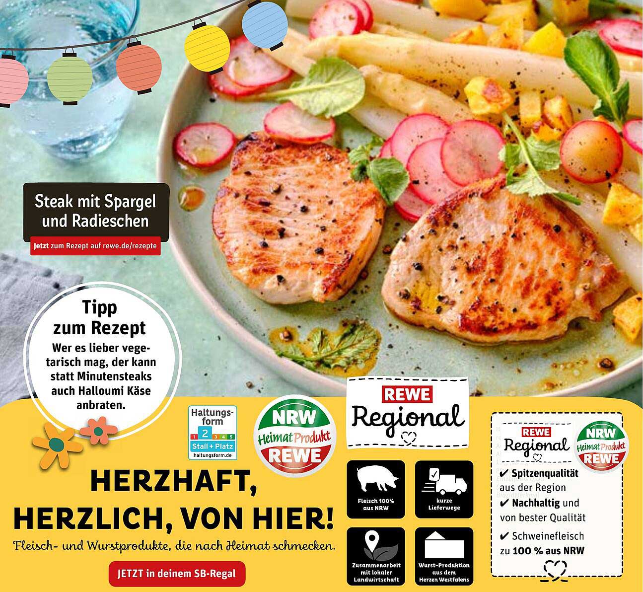 Steak mit Spargel und Radieschen