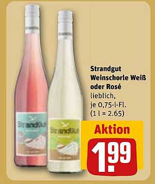 Strandgut Weinschorle Weiß oder Rosé 0,75 l