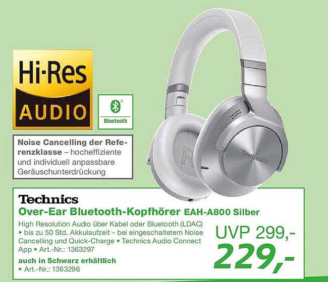 Technics Over-Ear Bluetooth-Kopfhörer EAH-A800 Silber