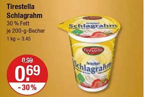 Tirestella Schlagrahm 30 % Fett, 200-g-Becher