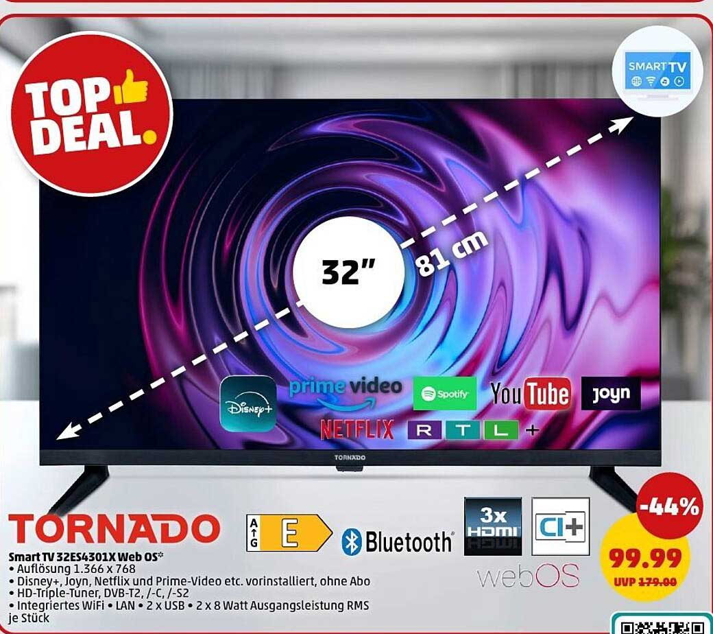 Tornado Smart TV 32E4301X Web OS - Top Deal