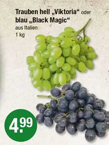 Trauben hell „Viktoria“ oder blau „Black Magic“ aus Italien 1 kg