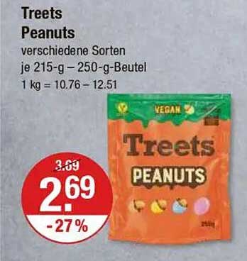 Treets Peanuts, verschiedene Sorten 250g Beutel