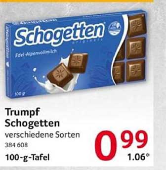 Trumpf Schogetten verschiedene Sorten 100-g-Tafel