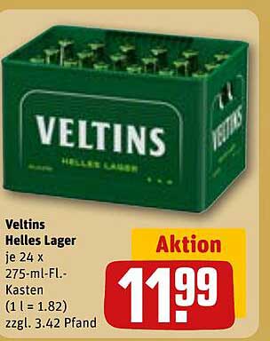 Veltins Helles Lager je 24 x 275-ml-Fl.-Kasten