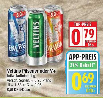 Veltins Pilsener oder V+ - Erfrischender Genuss zum Top-Preis
