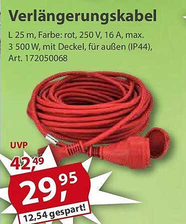 Verlängerungskabel 25 m, rot, IP44 - Ein Must-Have für jeden Heimwerker