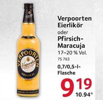 Verpoorten Eierlikör oder Pfirsich-Maracuja 0,7/0,5 l-Flasche