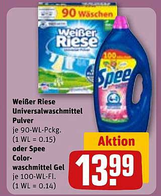 Weißer Riese Universalswaschmittel Pulver oder Spee Colorwaschmittel Gel