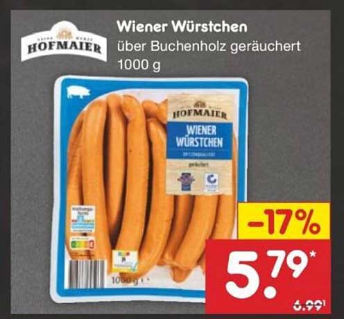 Wiener Würstchen über Buchenholz geräuchert 1000 g
