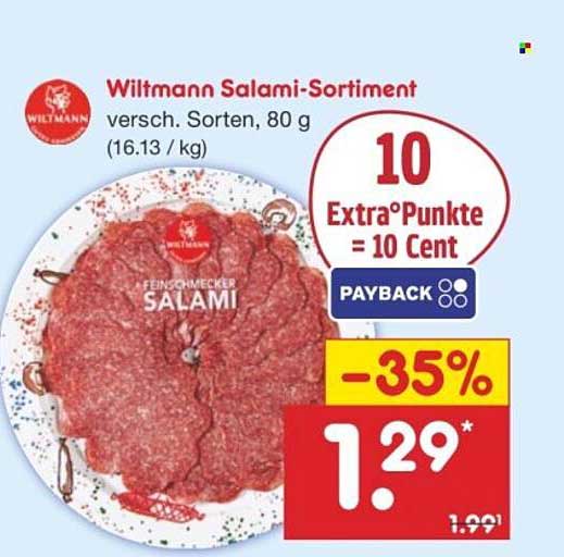 Wiltmann Salami-Sortiment, verschiedene Sorten, 80 g