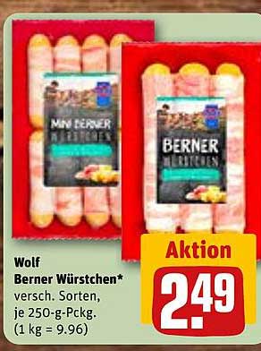 Wolf Berner Würstchen* 250-g-Packung für nur 2,49 €