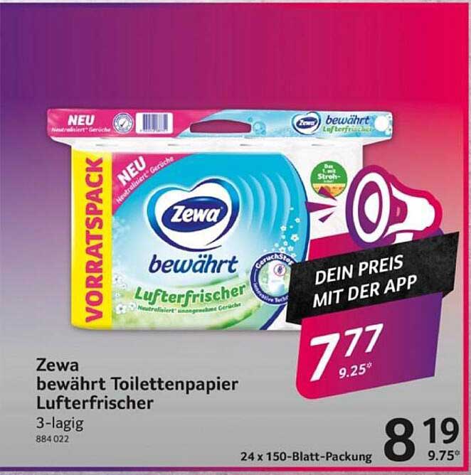 Zewa bewährt Toilettenpapier Luftfrischer 3-lagig