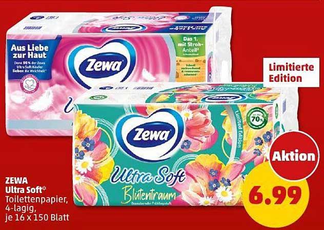 ZEWA Ultra Soft* Toilettenpapier, 4-lagig, je 16 x 150 Blatt