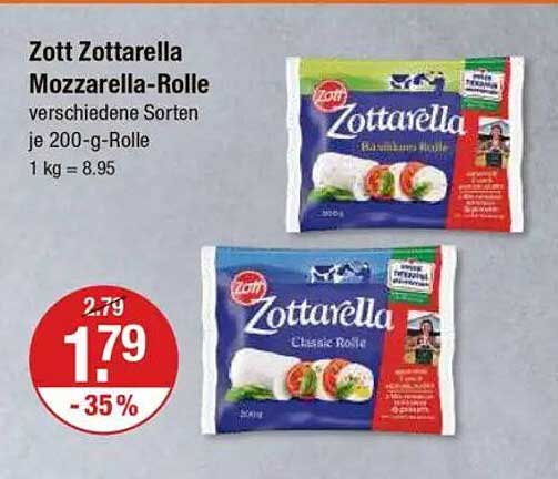 Zott Zottarella Mozzarella-Rolle verschiedene Sorten 200 g