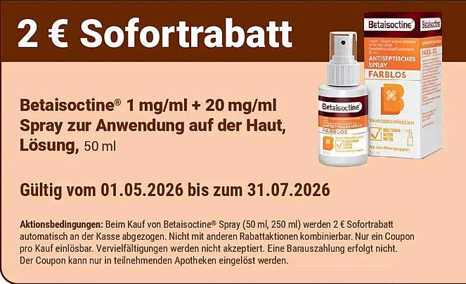 Betaisodcine® 1 mg/ml + 20 mg/ml Spray zur Anwendung auf der Haut, Lösung, 50 ml