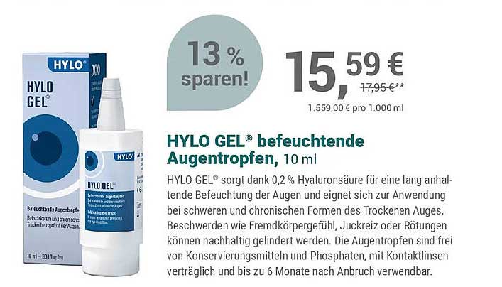 HYLO GEL® befeuchtende Augentropfen, 10 ml