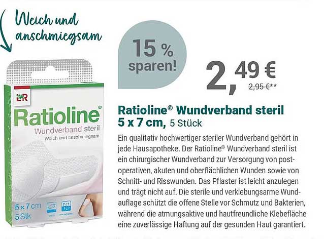 Ratioline® Wundverband steril 5 x 7 cm, 5 Stück