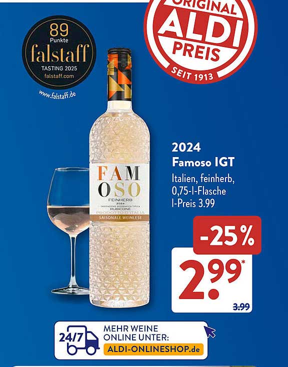 2024 Famoso IGT Italien, feinh herb, 0,75-l-Flasche