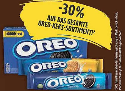 -30% AUF DAS GESAMTE OREO-KEKS-SORTIMENT!