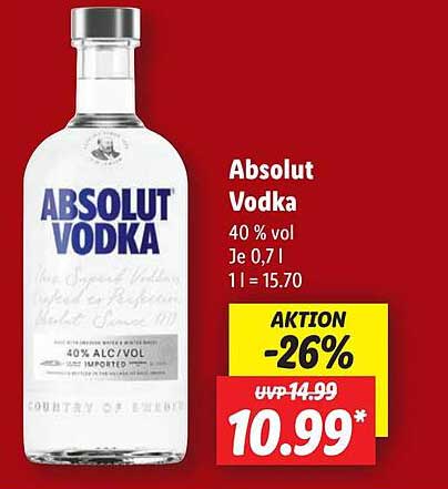 Absolut Vodka 0,7 l, 40 % vol - Jetzt im Angebot!