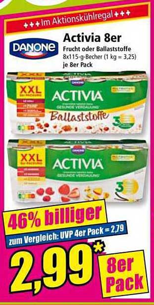Activia 8er – Frucht oder Ballaststoffe im Aktionskühlregal
