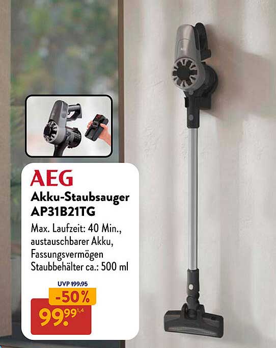AEG Akku-Staubsauger AP31B21TG
