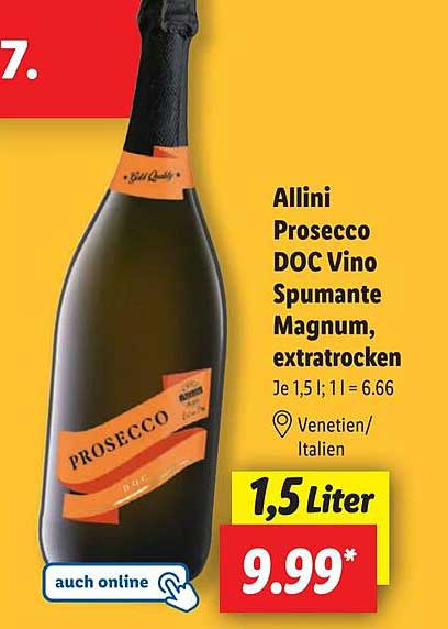 Allini Prosecco DOC Vino Spumante Magnum, extratrocken - 1,5 Liter