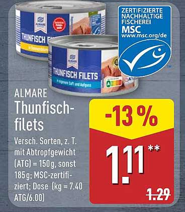 ALMARE Thunfishfilets - Jetzt zum Sonderpreis!
