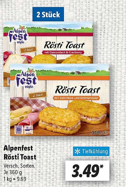 Alpenfest Rösti Toast 2 Stück, verschiedene Sorten