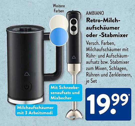 AMBIANO Retro-Milchaufschäumer oder -Stabmixer