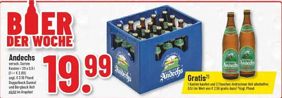 Andechs Bier der Woche - Kasten mit 20 Flaschen 0,5l