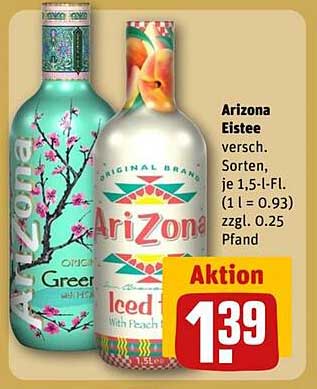 Arizona Eistee, verschiedene Sorten, je 1,5-l-Flasche