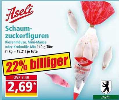 Aseli Schaum-Zuckerfiguren 140-g-Tüte