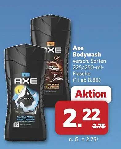 Axe Bodywash verschiedene Sorten 225/250-ml-Flasche