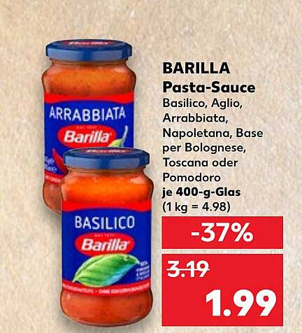 BARILLA Pasta-Sauce - Basilico, Aglio, Arrabbiata, Napoletana, Base per Bolognese, Toscana oder Pomodoro
