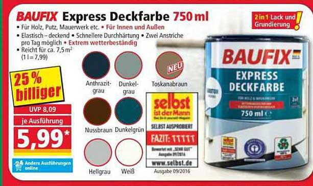 BAUFIX Express Deckfarbe 750 ml - 25% billiger!