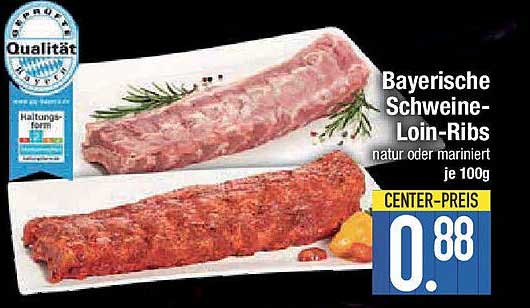 Bayerische Schweine-Loin-Ribs natur oder mariniert je 100g