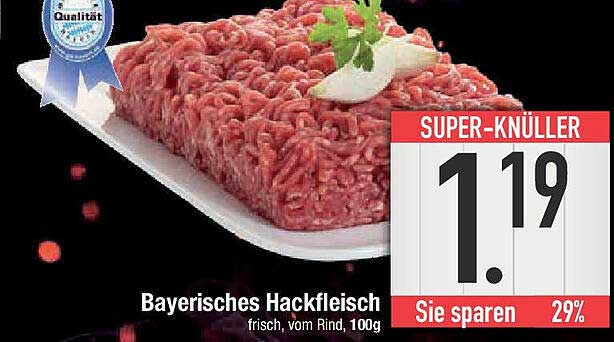 Bayerisches Hackfleisch, frisch, vom Rind, 100g