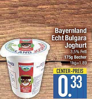 Bayernland Echt Bulgara Joghurt 175g