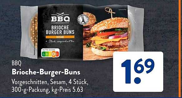 BBQ Brioche-Burger-Buns, 4 Stück, 300-g-Packung