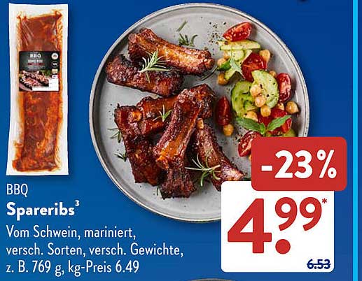 BBQ Spareribs vom Schwein, mariniert, verschiedene Sorten