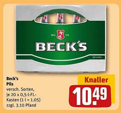 Beck's Pils - Verschiedene Sorten im Kasten