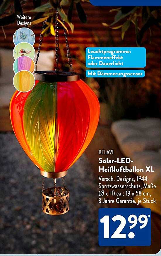 BELAVI Solar-LED-Heißluftballon XL