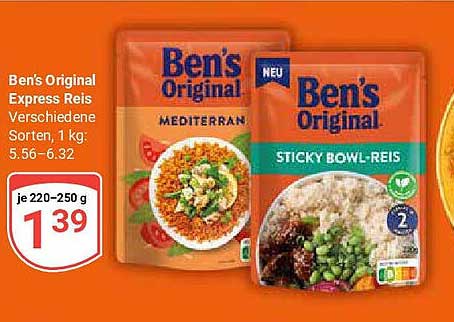 Ben's Original Express Reis - Verschiedene Sorten