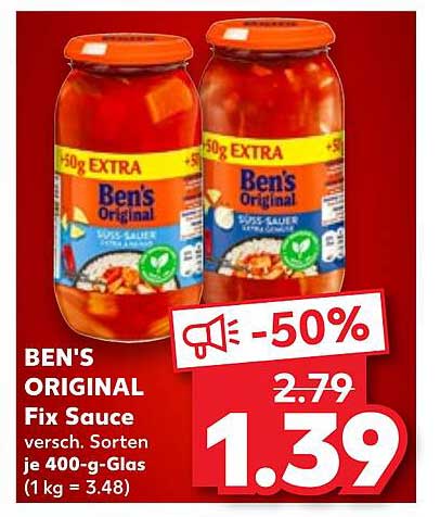 BEN'S ORIGINAL Fix Sauce, 400-g-Glas, verschiedene Sorten