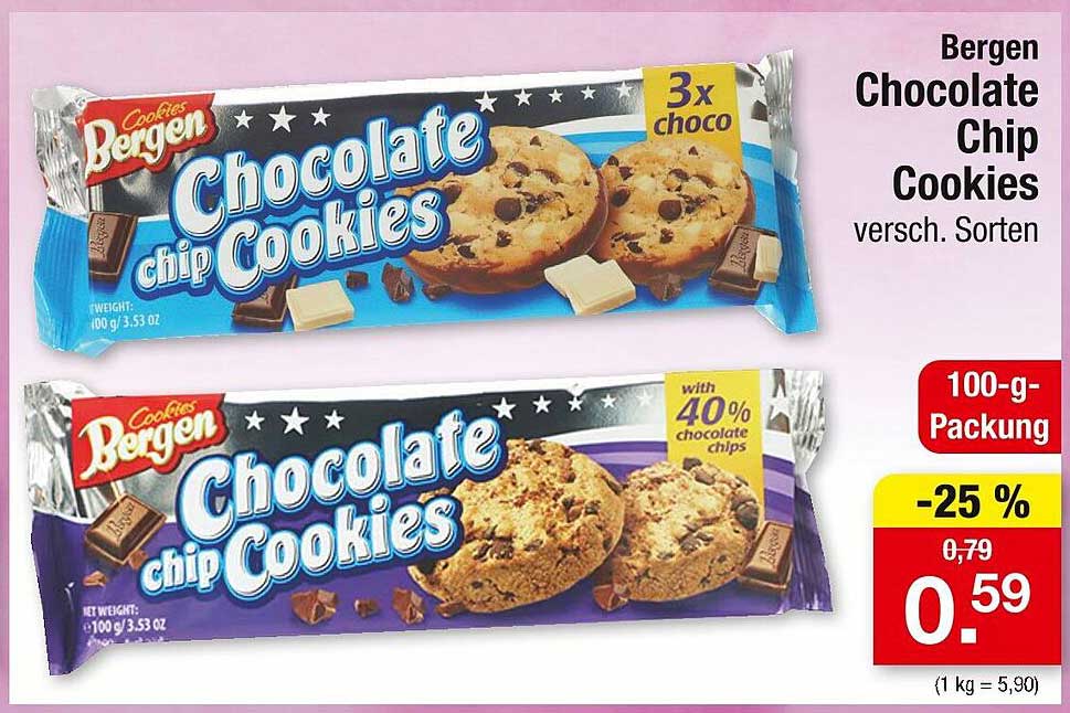 Bergen Chocolate Chip Cookies verschiedene Sorten